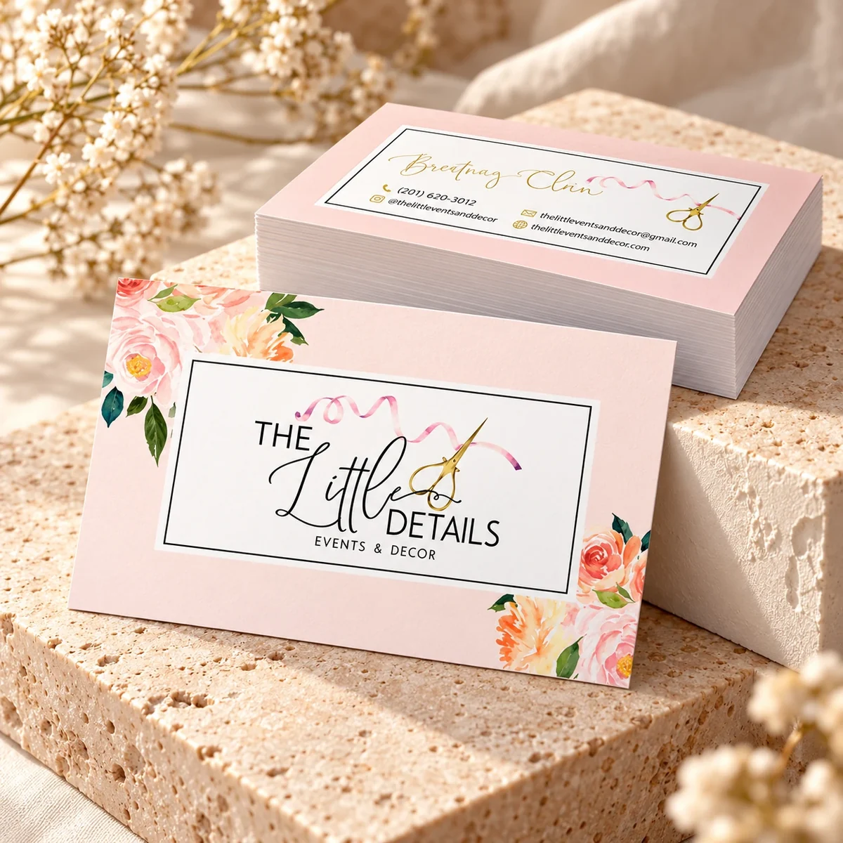 The Little Details business cards with tactile paper and considered typography
