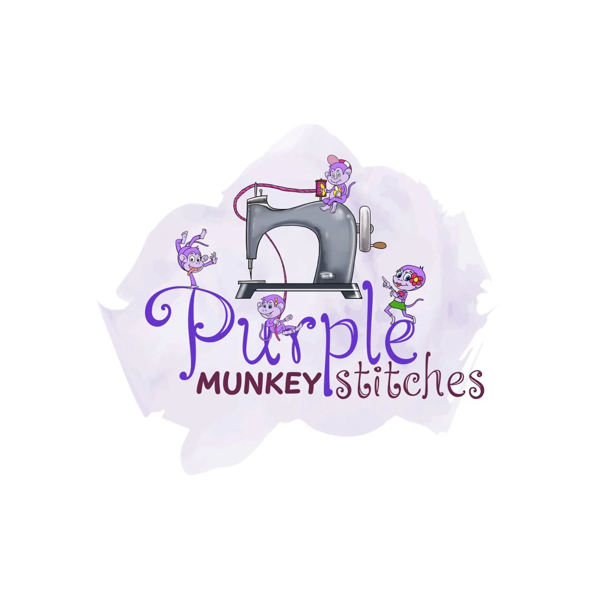 Purple Munkey Stitches - Illustration Logo by WeAreCreatives