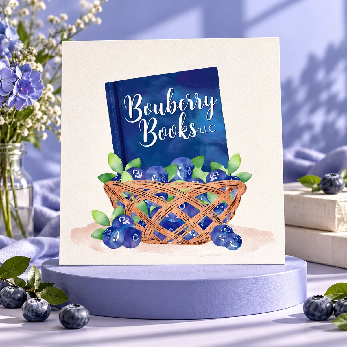 Bouberry Books logo presented on premium printed identity materials